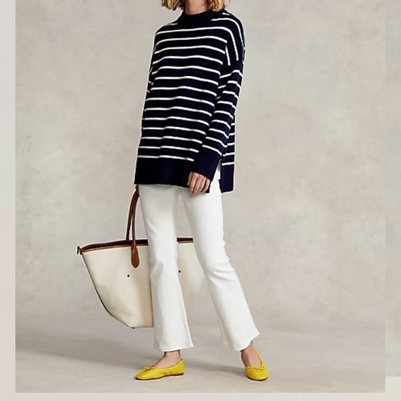 Ralph Lauren Striped Merino Wool Sweater small petite navy and white old money D - Picture 6 of 12